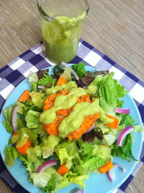 This Lemon Avocado Salad Dressing is light and flavorful and an easy way to add some healthy fats to your salad.