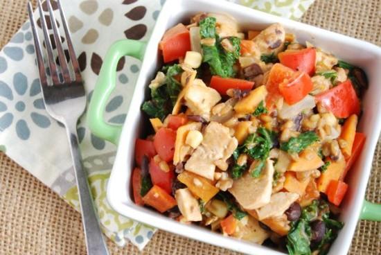 This Cheesy Mexican Skillet is packed with veggies and lean protein making it a great weeknight dinner option!