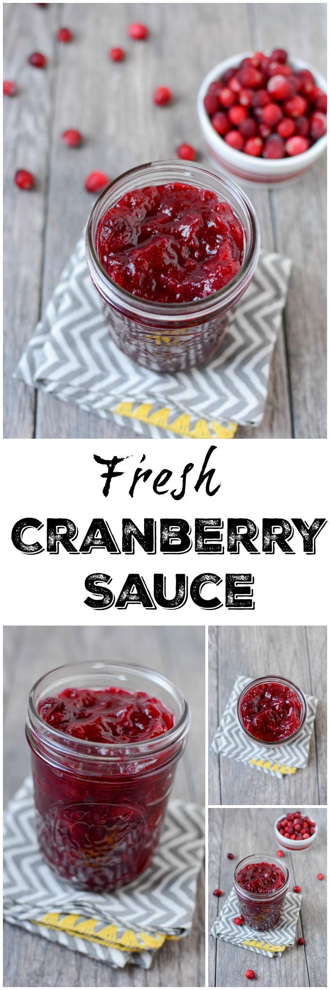 This Fresh Cranberry Sauce is simple to make, ready in 15 minutes and tastes great on everything from turkey to oatmeal! Make a batch and enjoy on your favorite breakfast, lunch, dinner and holiday recipes!