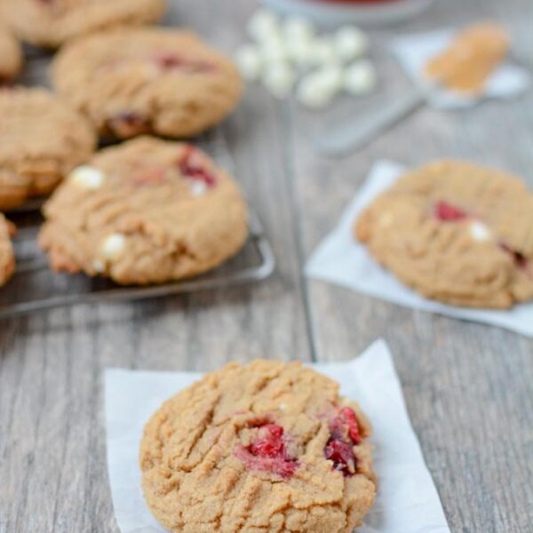 These Peanut Butter Cookies with Fresh Cranberries are the perfect balance of tart and sweet. A great addition to your holiday dessert plate!