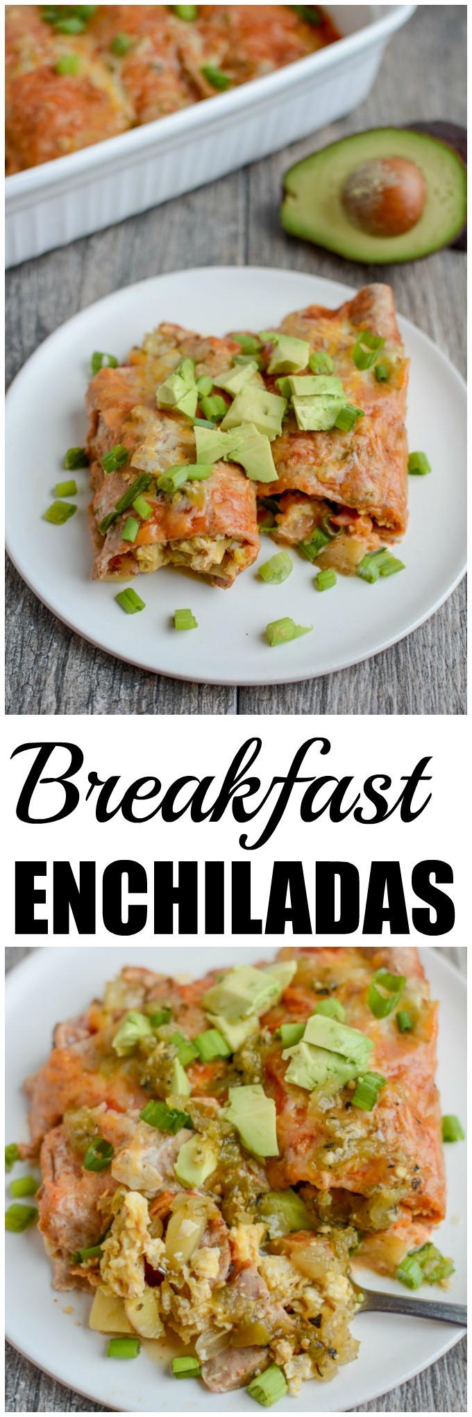 This Breakfast Enchilada Casserole is the perfect brunch dish for when you have company. Prep it the night before and pop it in the oven in the morning.