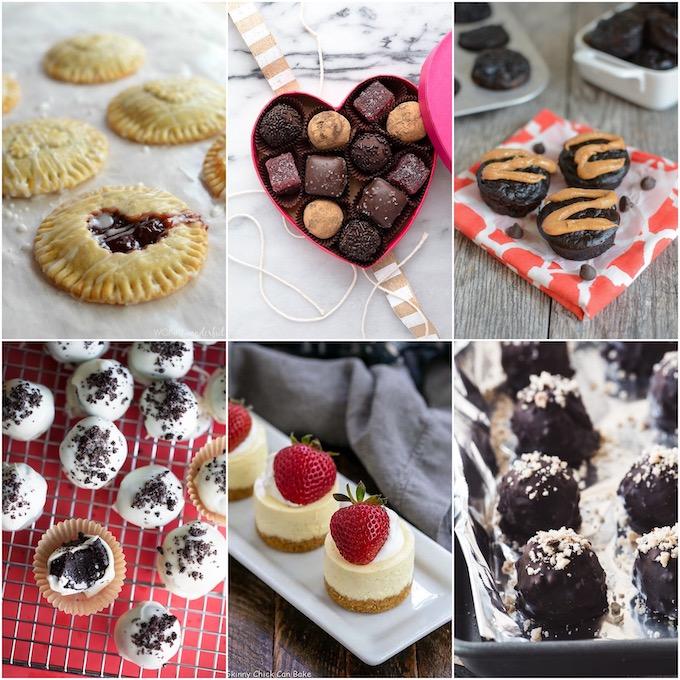collage of bite-sized Valentine's day desserts
