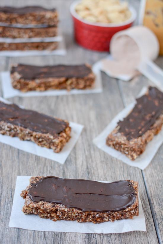 These No-Bake Protein Bars are a homemade version of your favorite store-bought peanut butter protein bar, without all the crazy ingredients. They're the perfect snack after a tough workout.