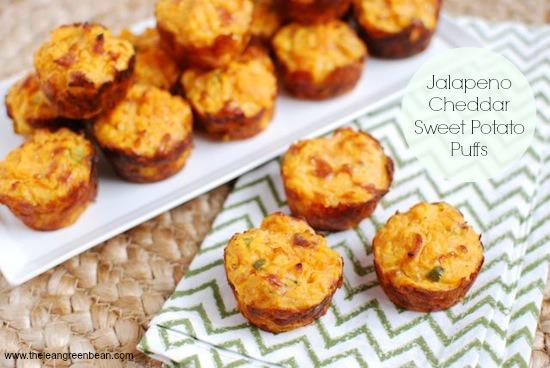 These Jalapeno Cheddar Sweet Potato Puffs are the perfect finger food! Make them as an appetizer for your next party, a snack for the big game or as a side dish for dinner!