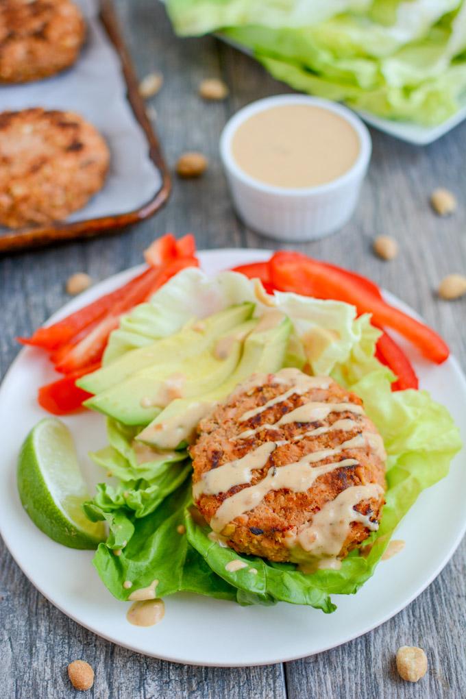 Thai Peanut Salmon Burgers