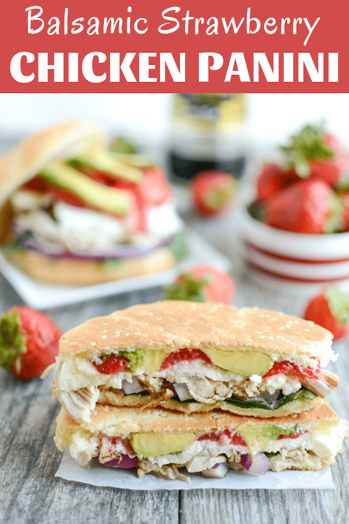 This Balsamic Chicken & Strawberry Panini strikes the perfect balance of flavors for a quick and easy summer lunch! A great way to transform leftover chicken into a new meal!