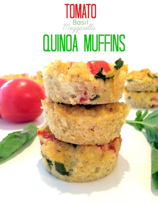 These Tomato Basil Mozzarella Quinoa Muffins are gluten-free, savory and loaded with fresh tomato and basil for the perfect party appetizer or nutritious snack!