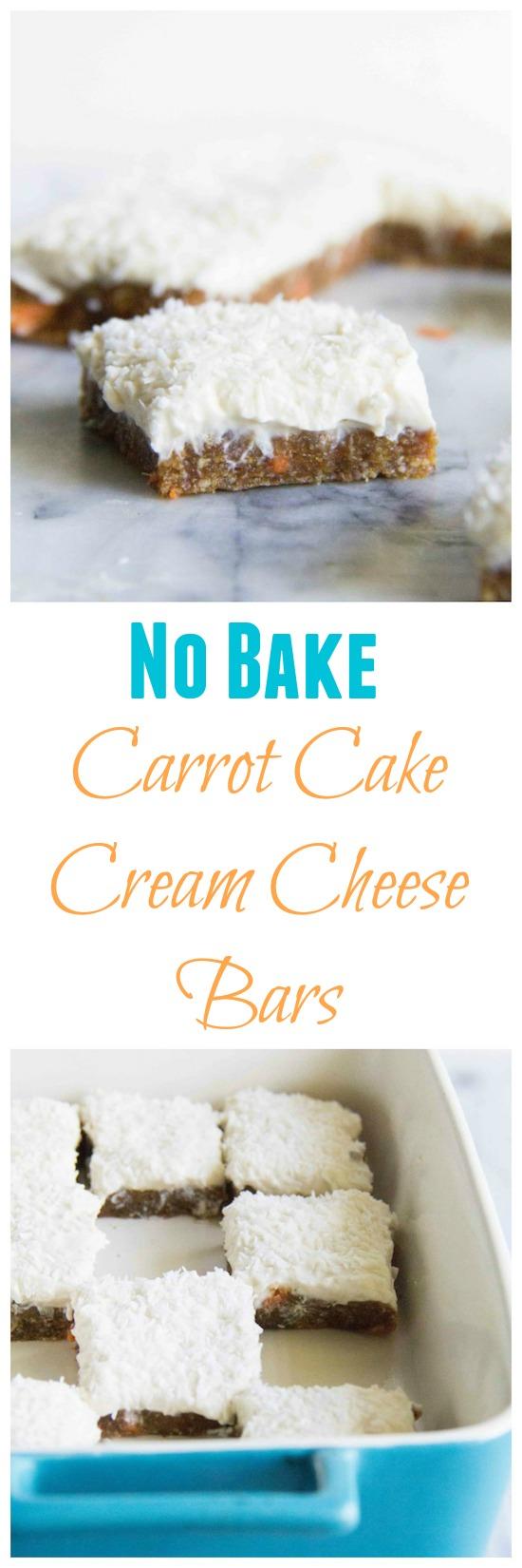 These No Bake Carrot Cake Cream Cheese Bars are the perfect spring dessert! 