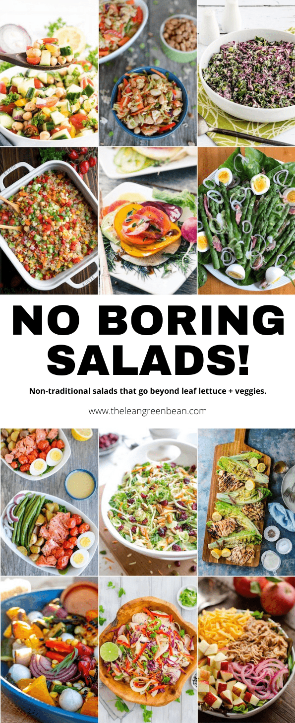 Salads don't always have to be just a bowl full of lettuce! Check out this roundup of 15 non-traditional salads for some fun ways to up your veggie intake! 