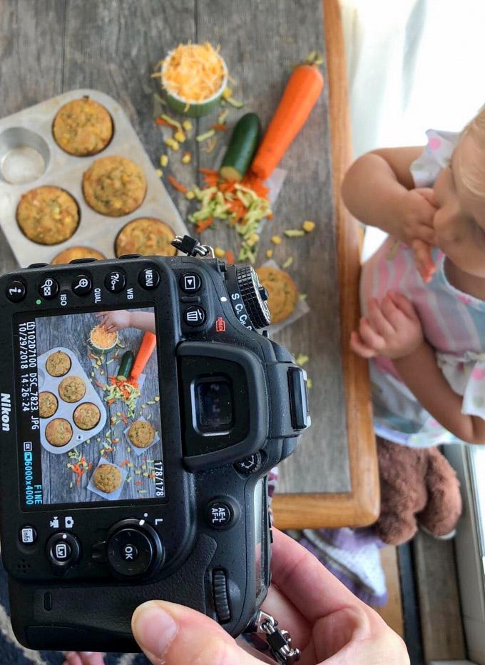 Veggie Corn Muffins toddler eating cheese