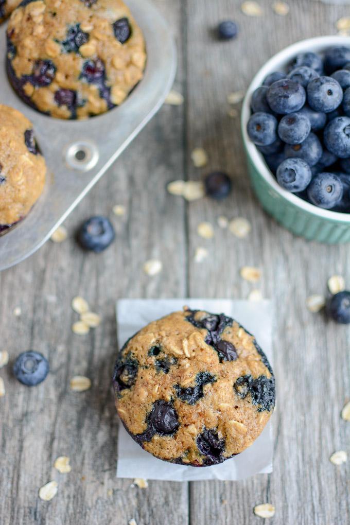 Healthy Blueberry Muffins closeup