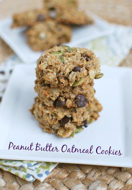 These Healthy Peanut Butter Oatmeal Cookies are packed with healthy fats from nuts and seeds and fiber from oats and whole wheat flour. The perfect way to satisfy your dessert craving!