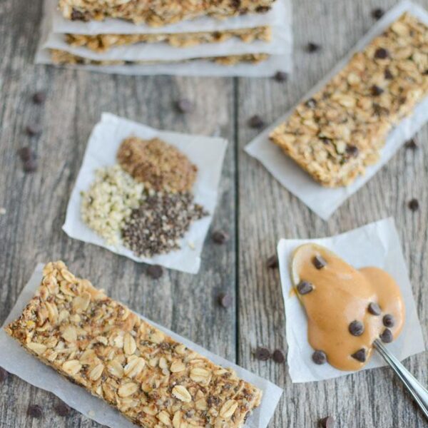 No Bake Granola Bars made with chia, flax and hemp seeds