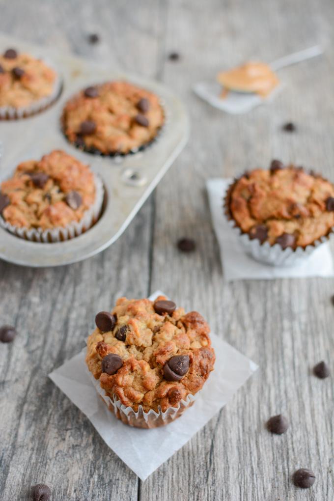 These Peanut Butter Banana Oat Muffins are low in added sugar and high in fiber and flavor, making them the perfect healthy snack on a busy day!