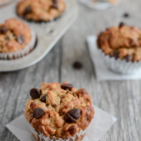 These Peanut Butter Banana Oat Muffins are low in added sugar and high in fiber and flavor, making them the perfect healthy snack on a busy day!