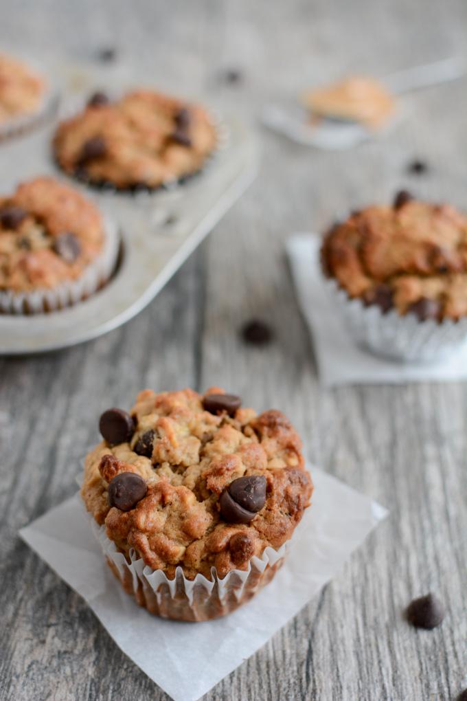 These Peanut Butter Banana Oat Muffins are low in added sugar and high in fiber and flavor, making them the perfect healthy snack on a busy day!