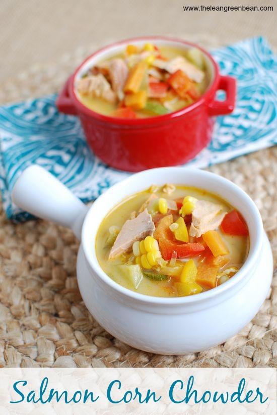 This Salmon Corn Chowder is a light, simple soup that's packed with vegetables. Enjoy it for lunch or dinner even on a hot summer day.