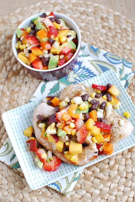 This light, refreshing Summer Salsa is a delicious combination of fruit, avocado and beans and makes the perfect topping for grilled meat!