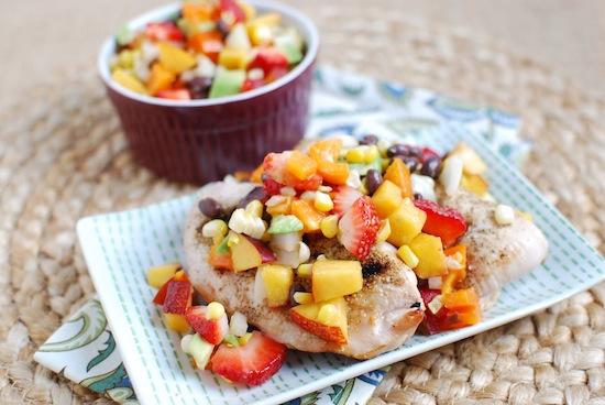 This light, refreshing Summer Salsa is a delicious combination of fruit, avocado and beans and makes the perfect topping for grilled meat!