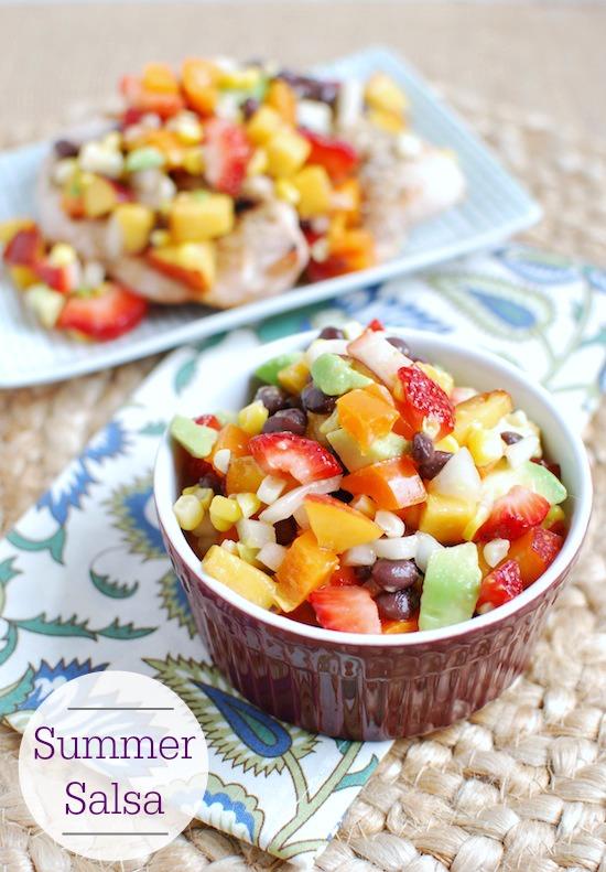 This light, refreshing Summer Salsa is a delicious combination of fruit, avocado and beans and makes the perfect topping for grilled meat!