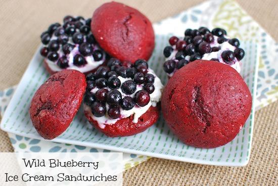 These red, white and wild blueberry ice cream sandwiches are the perfect 4th of July treat!
