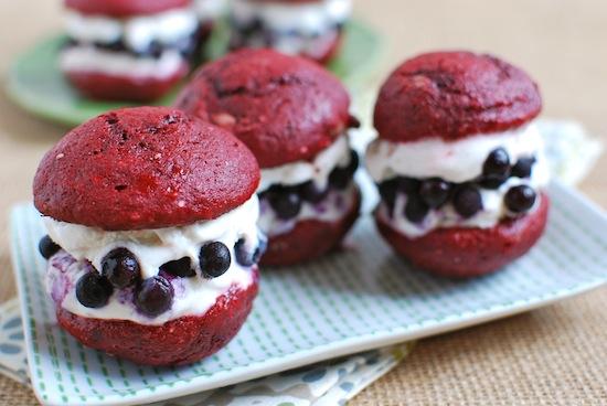 These red, white and wild blueberry ice cream sandwiches are the perfect 4th of July treat!