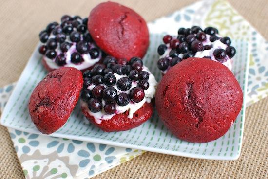 These red, white and wild blueberry ice cream sandwiches are the perfect 4th of July treat!