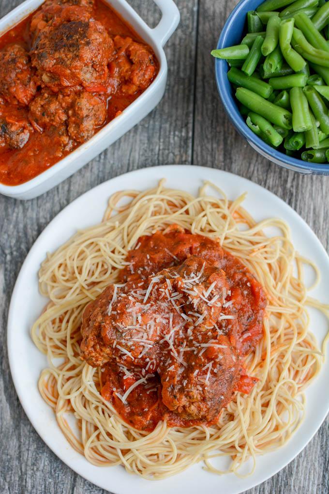 Meatballs that can be cooked in the crockpot or Instant Pot, packed with vegetables. 