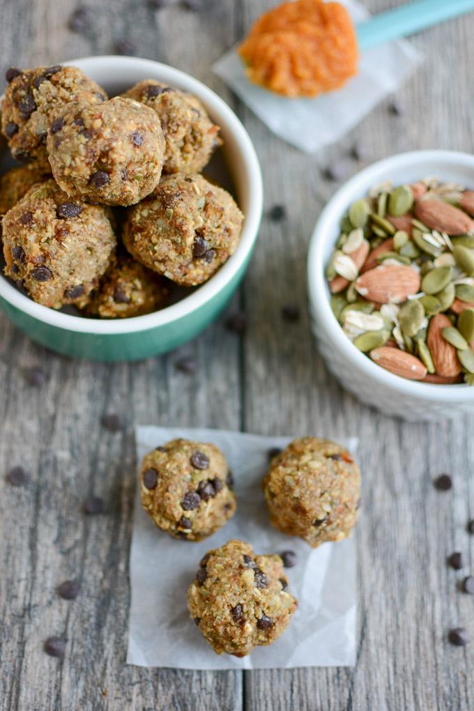 Pumpkin Energy Balls made with dates, almonds and pepitas