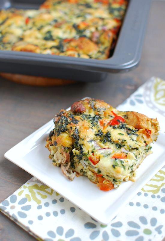 This Sausage and Vegetable Egg Bake is a healthy breakfast idea that you can prep ahead of time and eat it all week long.