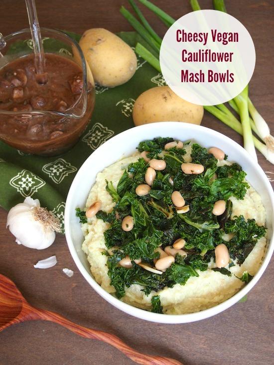 These Cheesy Vegan Cauliflower Mash Bowls are perfect for Meatless Monday and full of vegetarian protein to keep you full all night.