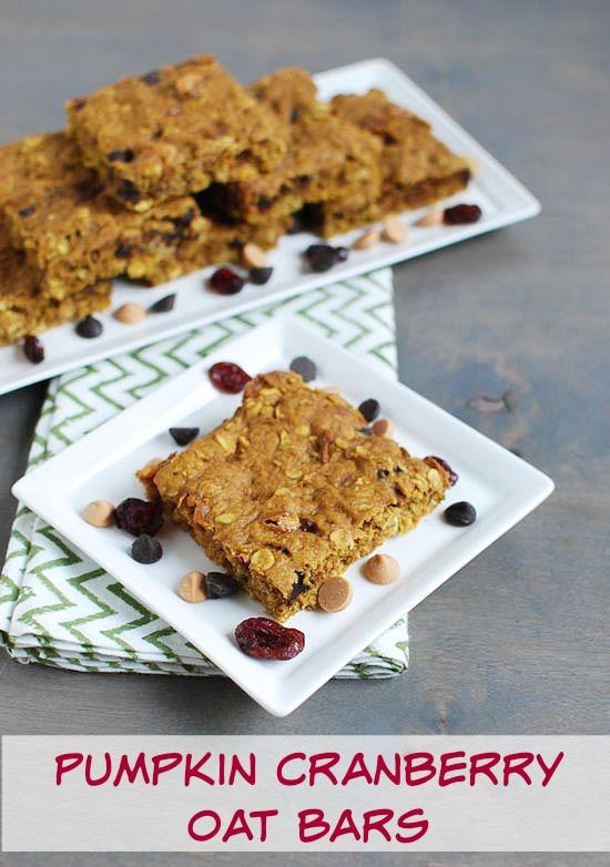 These Pumpkin Cranberry Oat Bars make a healthier dessert option to satisfy your sweet tooth!