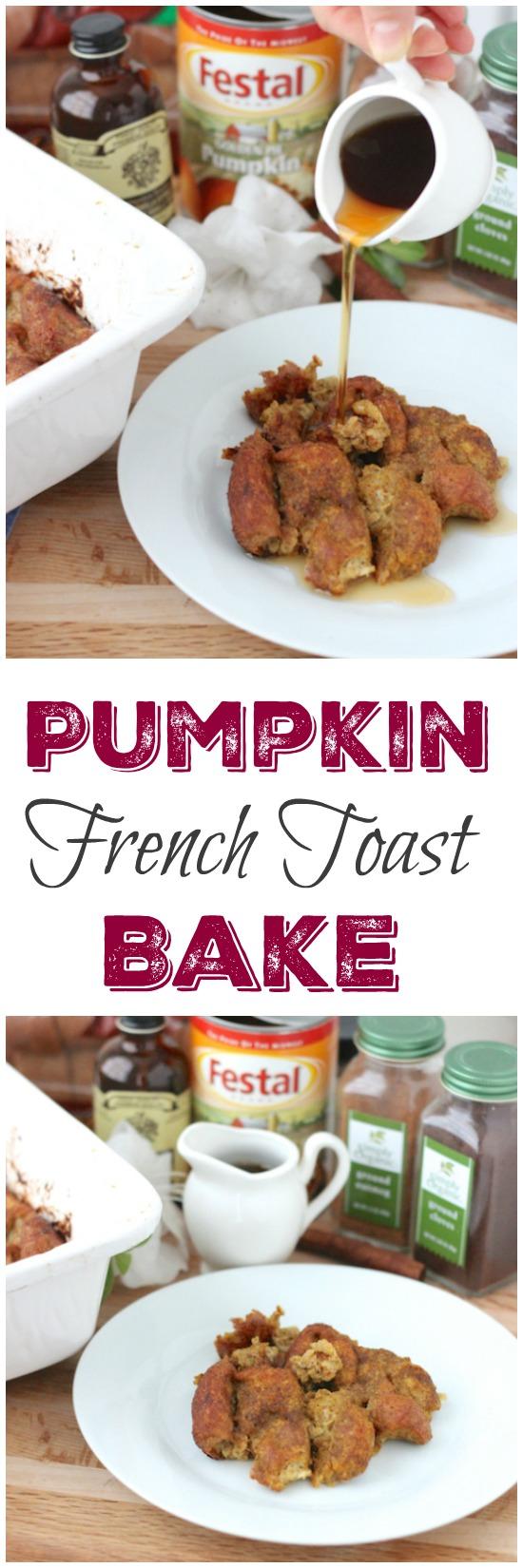 This Pumpkin French Toast Bake is a yummy, seasonal breakfast casserole that has all the deliciousness of french toast, but it's incredibly easy to make and feeds a crowd.