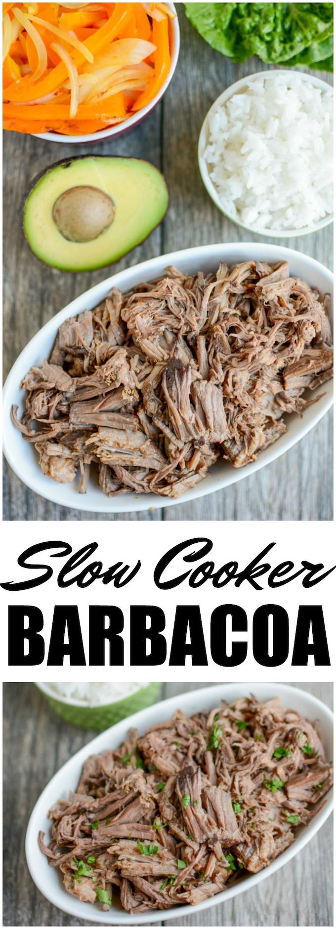 This Slow Cooker Shredded Beef is easy to make in the crockpot for dinner and tastes better than the Barbacoa at Chipotle. Perfect in burrito bowls, salads and enchiladas!