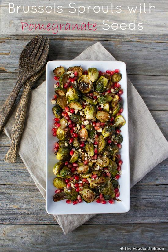 Brussels Sprouts with Pomegranate Seeds make beautiful holiday side dish. Bright red pomegranate seeds make these delicious, crispy caramelized Brussels sprouts pop with festive flair. 