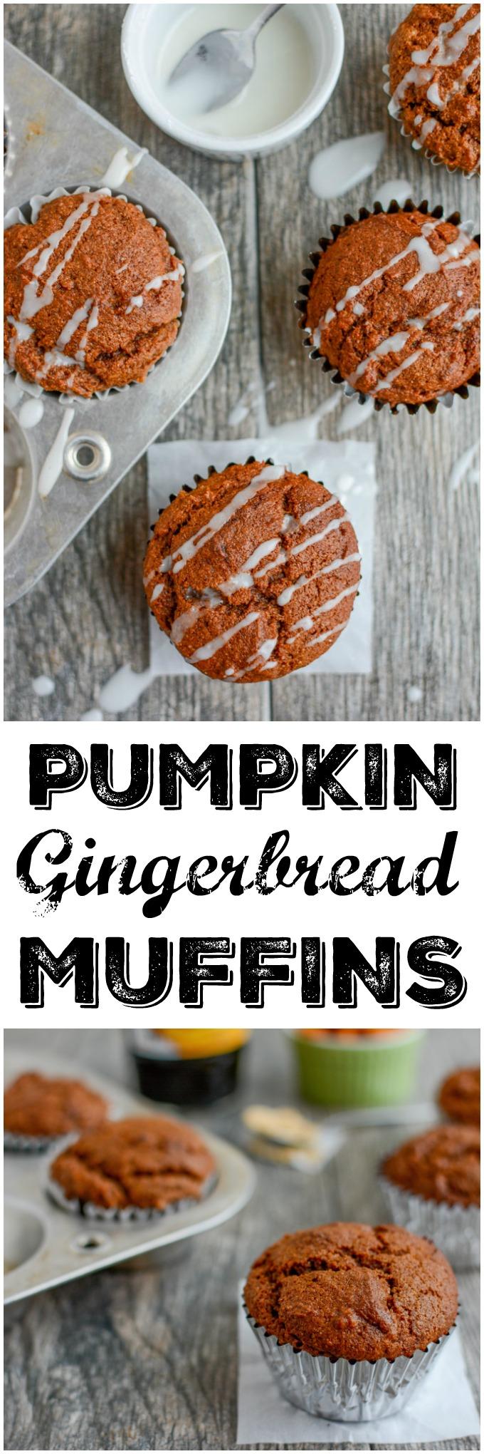 These Pumpkin Gingerbread Muffins are bursting with flavor, deliciously moist and they make a great mid-morning snack! They're the perfect way to transition from fall to winter. 