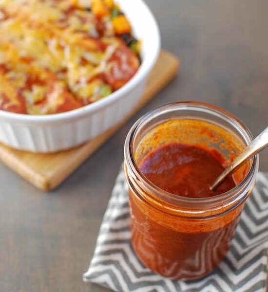 This low-sodium Homemade Enchilada Sauce is healthier and more flavorful than store-bought. Make a batch next time Mexican night is on the dinner menu!