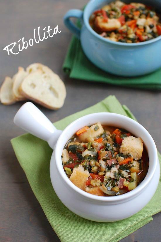 Ribollita is a bread soup packed with lentils and vegetables. It's healthy, comforting and a great way to use up stale bread.