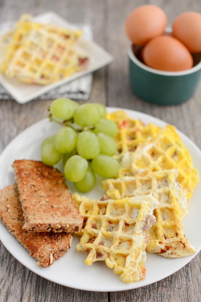 Egg Waffles with toast and fruit 