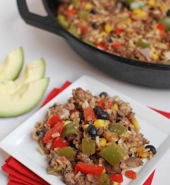 This Mexican Skillet Casserole is the perfect one pan meal for a busy weeknight dinner.