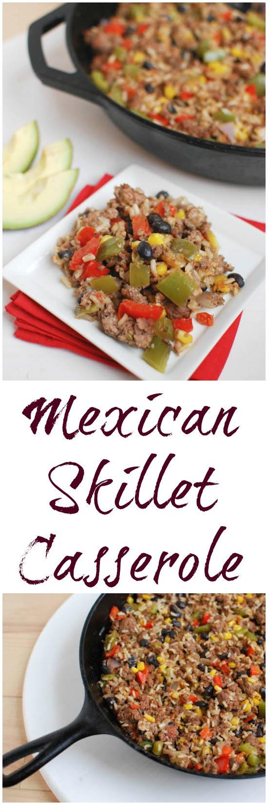 This Mexican Skillet Casserole is the perfect one pan meal for a busy weeknight dinner.