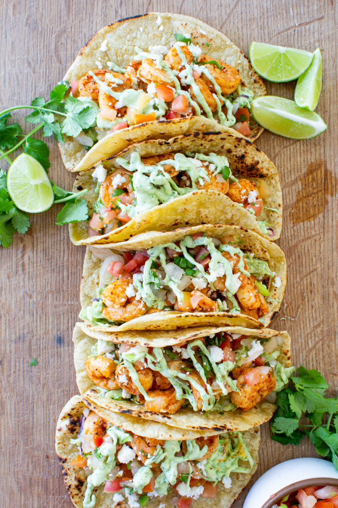 Spicy Shrimp Tacos 7 spicy shrimp tacos with cilantro lime slaw