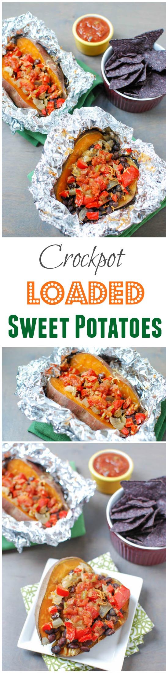 Let the crockpot do all the work with these Slow Cooker Loaded Sweet Potatoes. Individual foil packets make them easy to serve and cleanup is a breeze!