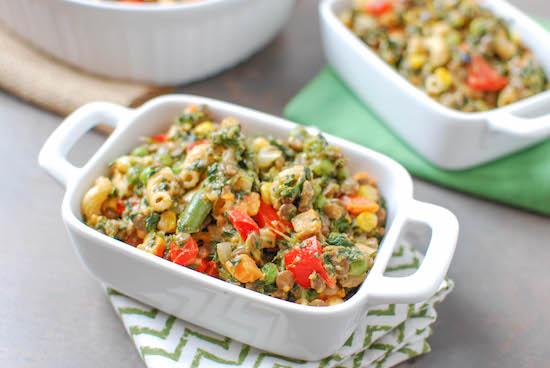 A childhood favorite kicked up a notch! This Lentil Macaroni and Cheese is packed with vegetables and lentils for a hearty vegetarian meal. 