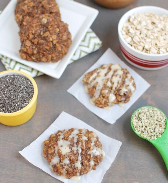 Gluten-free and lightly sweetened with maple syrup, these Almond Butter Banana Cookies are packed with protein and fiber and are healthy enough for breakfast. Add a little glaze and you've got dessert!