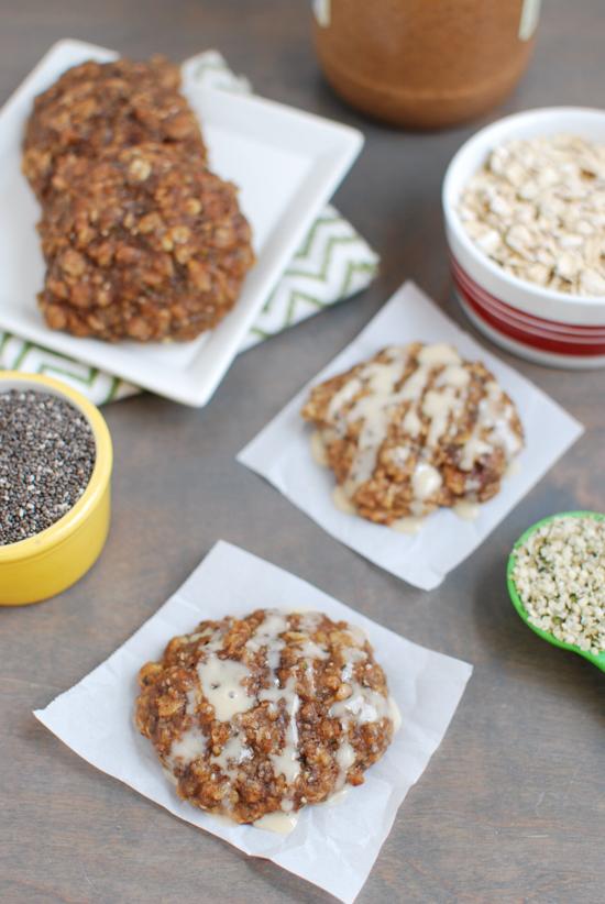 These Almond Butter Banana Cookies are gluten-free and lightly sweetened with maple syrup. They're packed with protein and fiber and are healthy enough for breakfast. Add a little glaze and you've got dessert!