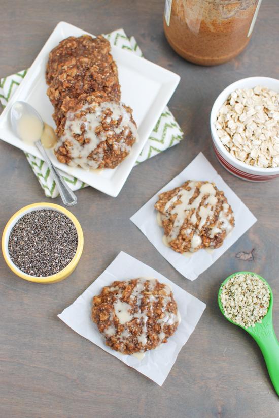 These Almond Butter Banana Cookies are gluten-free and lightly sweetened with maple syrup. They're packed with protein and fiber and are healthy enough for breakfast. Add a little glaze and you've got dessert!