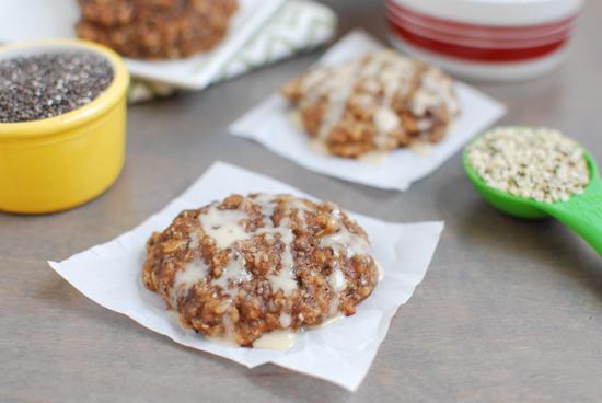 These Almond Butter Banana Cookies are gluten-free and lightly sweetened with maple syrup. They're packed with protein and fiber and are healthy enough for breakfast. Add a little glaze and you've got dessert!