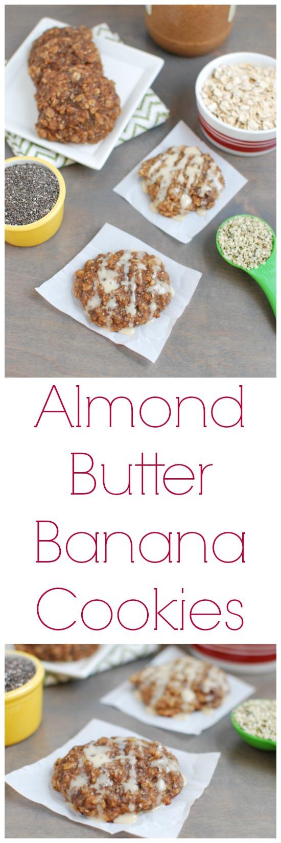 These Almond Butter Banana Cookies are gluten-free and lightly sweetened with maple syrup. They're packed with protein and fiber and are healthy enough for breakfast. Add a little glaze and you've got dessert!