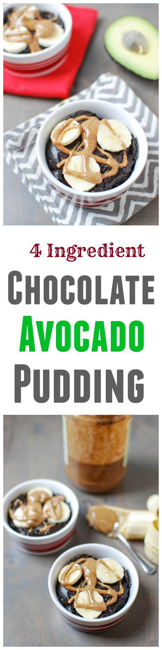 Nutrient dense and made with just four ingredients, this Chocolate Avocado Pudding makes a great snack or dessert!